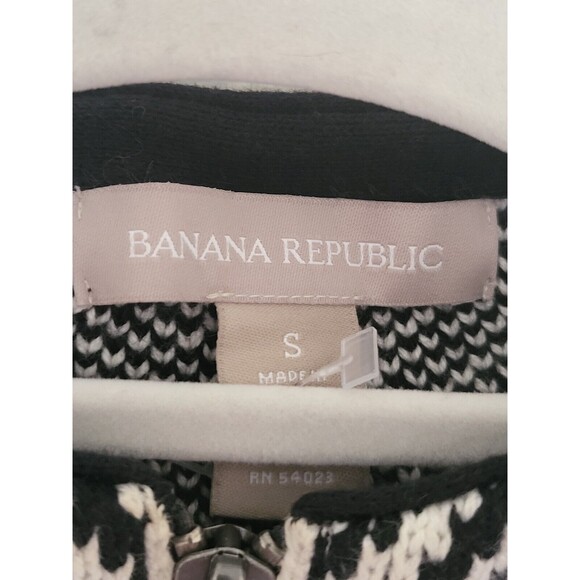 Banana Republic Zip Sweater Black And White Size S NWOT - Picture 3 of 3